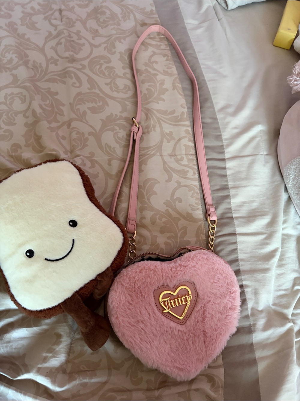Juicy Couture Pink Plush Heart Crossbody Bag - Picture 1 of 3
